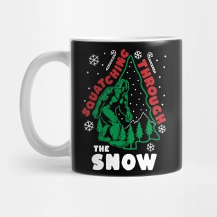 Bigfoot Squatching Through The Snow Christmas Tree Sasquatch Mug